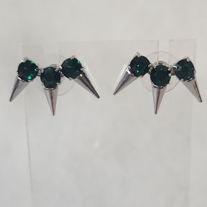 G.comet Metal Rhinestone Button Earring Set